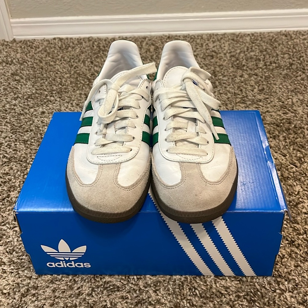 Adidas Samba OG Shoes w/ Green Stripes